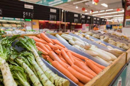 胡萝卜超市展柜蔬菜背景素材