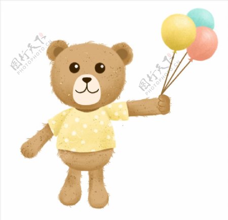 拿着气球的泰迪熊