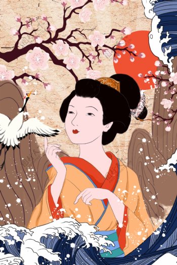 日系手绘女人插画
