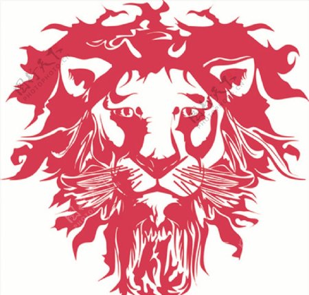 狮子动物图案剪影混合图标UI标