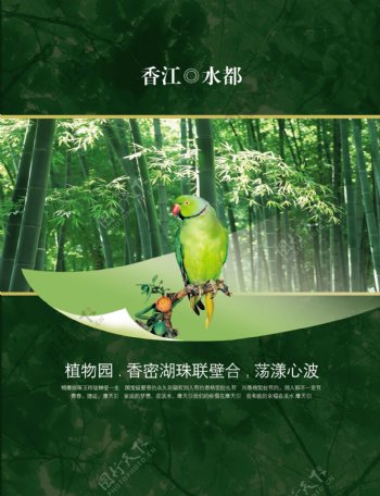 中国风竹林风景绿色文艺宣传海报