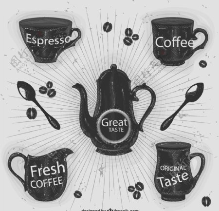 复古咖啡插图图片