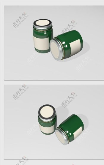 C4D绿色瓶子模型图片