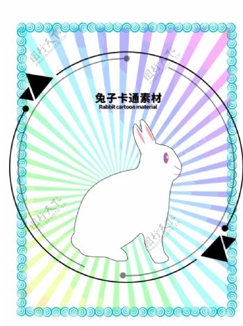 分层边框绿色放射圆形兔子卡通素图片