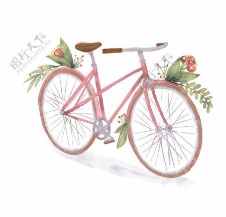 彩绘粉色单车图片