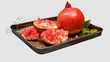 石榴水果果实餐盘装饰素材图片
