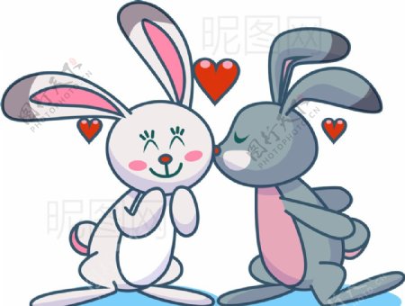 情侣兔子图片