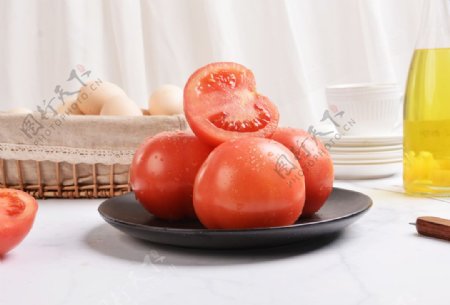 番茄水果果实背景海报素材图片