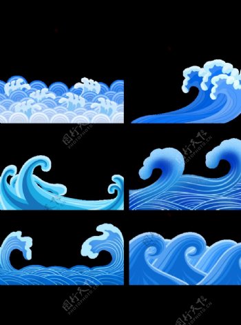 蓝色海浪六个图片