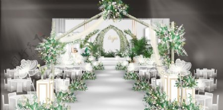 白绿色小清新婚礼图片