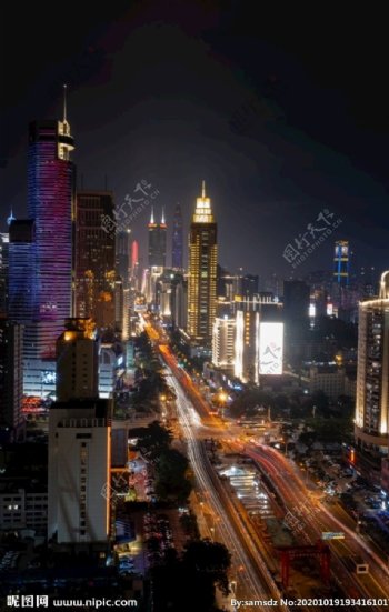 深圳深南大道城市夜景风光图片