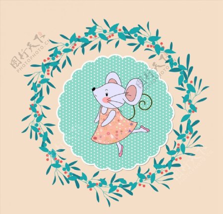 老鼠和冬青花环图片
