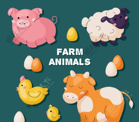 农场动物贴纸图片