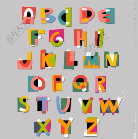 彩色纸质字母图片