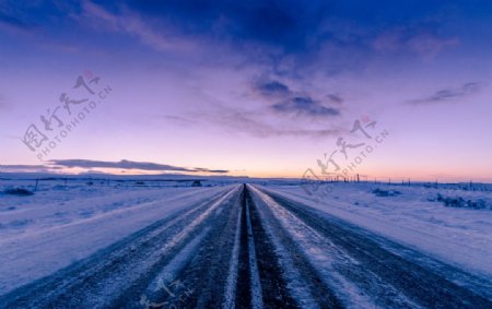 雪与公路图片