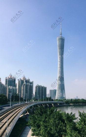 高塔城市建筑地标旅游背景素材图片