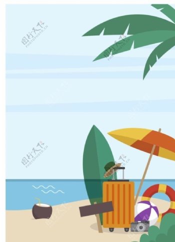 沙滩背景海报图片