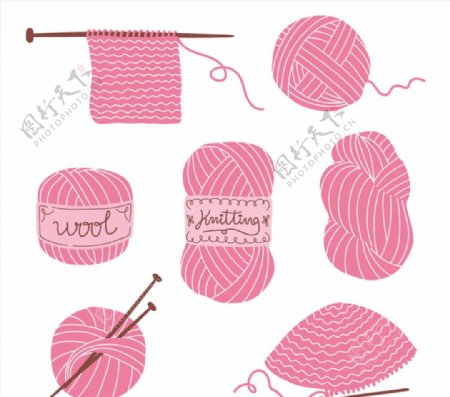 粉色毛线团矢量图片