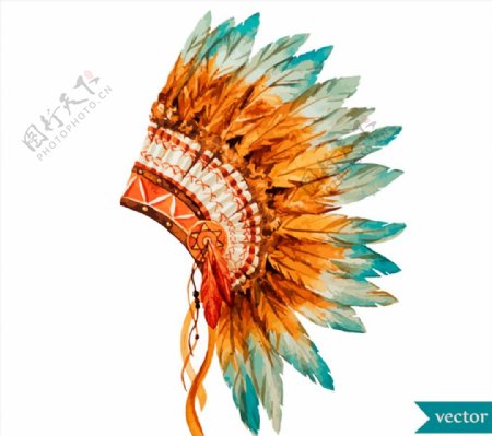 水彩印第安酋长帽图片
