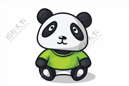 穿绿短袖的熊猫图片