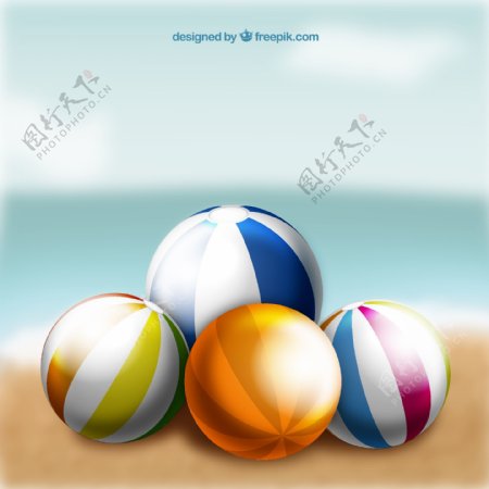 彩色沙滩球矢量图片