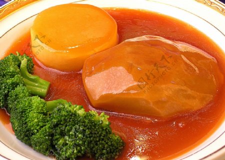 豫菜鲍汁金瓜百灵菇图片