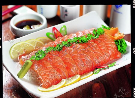 豫菜韩式三文鱼刺身图片
