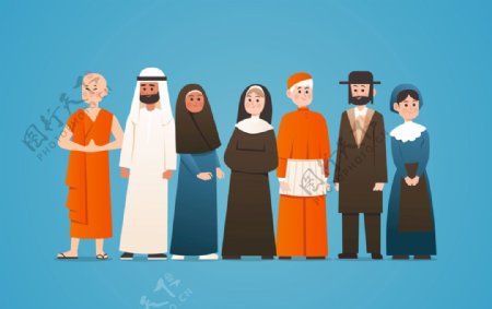 宗教信仰人物插画设计图片