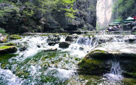 八泉峡叠叠瀑布泉水图片
