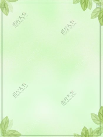 花枝绿叶边框绿色背景素材图片
