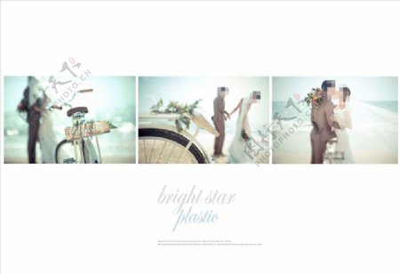 韩国风影楼婚相册模板之单车情侣图片
