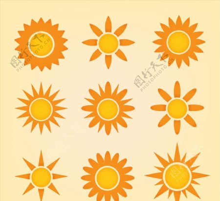 橙色太阳图标图片