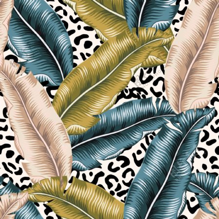 豹纹热带树叶图片
