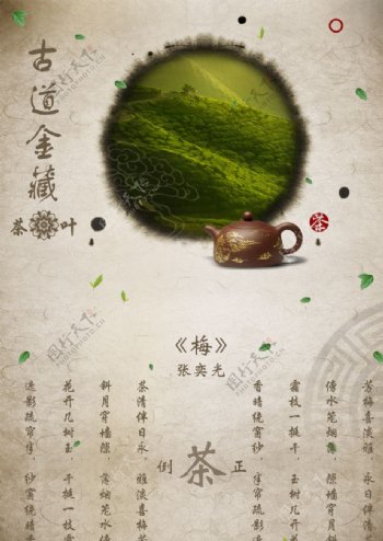 古道金藏茶叶海报图片