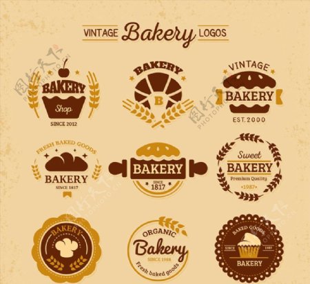 复古面包店标志图片