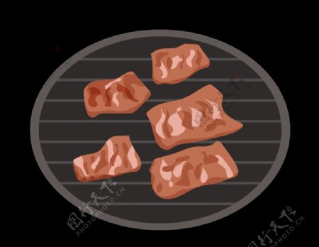 烤肉插画图片