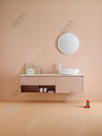 橘粉色墙面展示图片