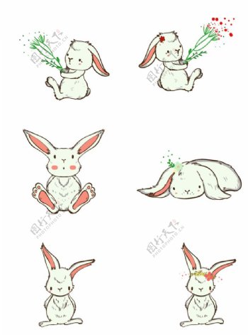 兔子手绘素材图片