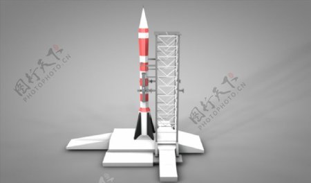 C4D模型火箭发射器发射台图片