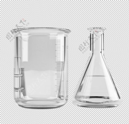 烧杯锥形瓶化学实验器材PNG图片