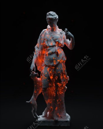 C4D模型抽象石膏火焰图片